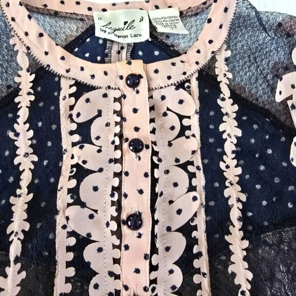 Beguile by Byron Lars Women's Knee Length Dress Size 4 Navy Blue Pink Laser Cut - Picture 6 of 17